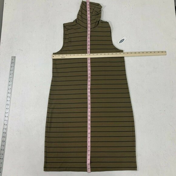 Old Navy Turtleneck Shift Dress Women Size M Stripe Sleeveless Knit Knee Length - Picture 6 of 10